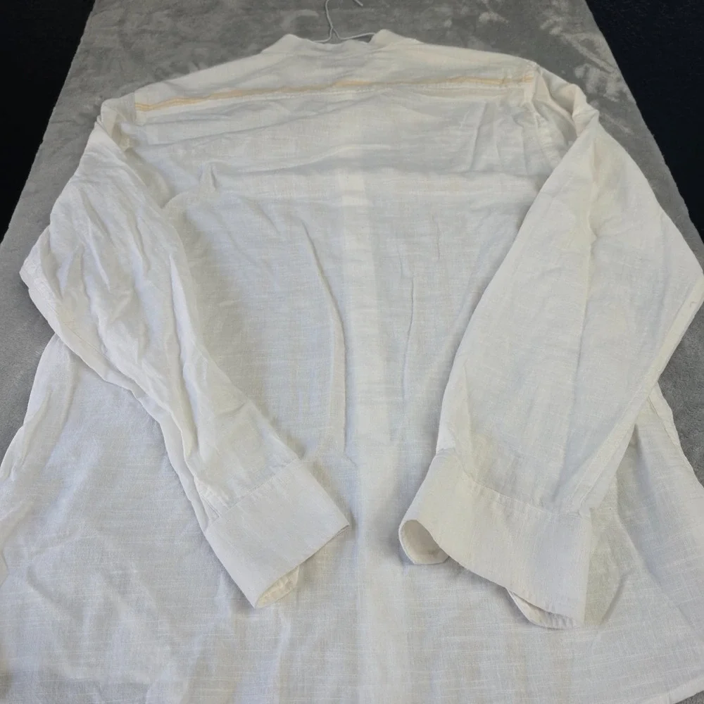 Fabindia Men's Cotton Size 44 Striped Long Sleeve Button Traditional India - Picture 6 of 6